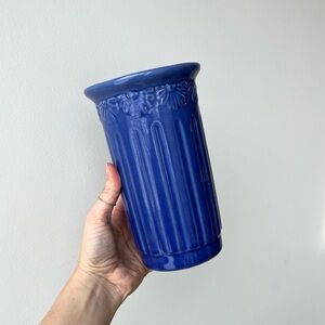 Vintage Blue Floral Ceramic Vase